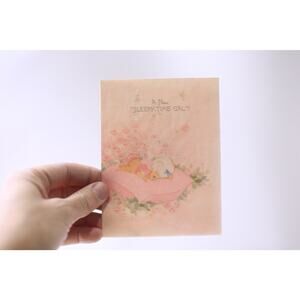 Baby Girl Sleeping on Pink Pillow, Sleepy-Time Gal, Pink Flowers, Adorable, Used